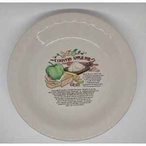 Country Apple Pie Dish 9" Pie Plate Recipe Dish 2" Deep Ceramic Pie Plate Retro